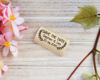 Unique Save the Date Halves of wine Corks - Save the date magnet - white • AA076