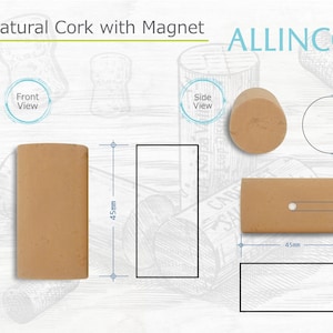 Data sheet of half cork Save the date with magnet and the type of cork, color and size