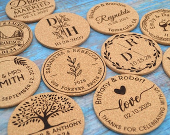 Custom Cork Coaster, Wedding Favors for Guests, Personalized Coaster, Bridal Shower Gift, Party Favors, Business Promotional Item