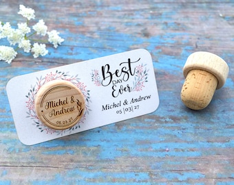 Custom Wine Corks | Wedding Favors with Thank You Card | Wine Stoppers | Bridal Shower Gift | Gift for Guests in Bulk with Thank you Tags