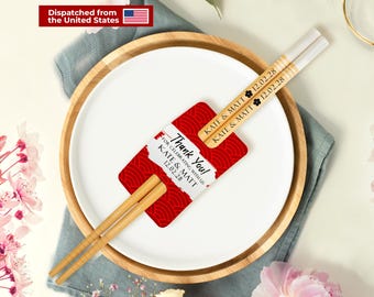Personalized Engraved Chopsticks • Save the Date Wedding Favors • Unique Chopstick Gifts for Guests in Bulk • Custom Wedding Keepsakes • USA