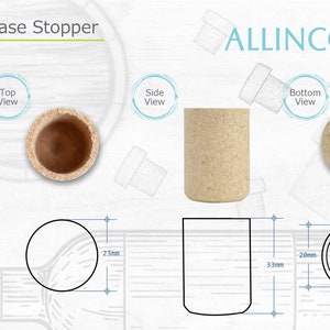 Technical sheet of the size of the case for the wine stopper