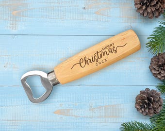 Personalised Wooden Bottle Opener | Perfect Gift | Christmas | Anniversary | Wedding | Gift For Him | Gift For Her Xmas Stocking • AA207