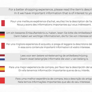 May include: A multilingual image with flags of different countries. The text in the image reads: "For a better shopping experience, please read the item's description. In it we have important information that is of interest to you."