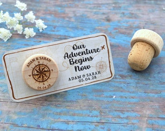 Destination Wedding | Wedding Favors for Guests in Bulk with Thank You Card | Custom Wine Corks | Wine Stoppers | Bridal Shower Gift