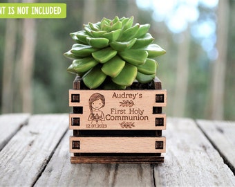 Personalized Mini Pot for Succulent First Communion Favors, Holy communion Gift, Let Faith Grow • AA066