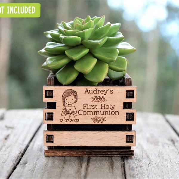 Personalized Mini Pot for Succulent First Communion Favors, Holy communion Gift, Let Faith Grow • AA066