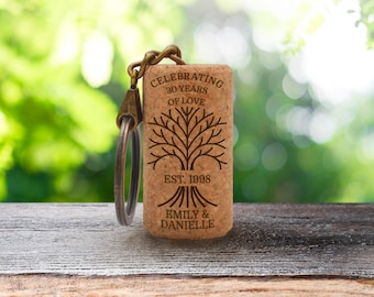 50th Anniversary Favors, Personalized Cork Keyring, Anniversary gifts for Parents, Couples and Friends, Customized anniversary Gifts • AA154