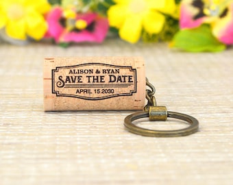 Wine cork Keychains, Save the Date, Unique Save the Date Ideas, Bulk Save the Date Favors, Creative Save the Date Gifts, Eco-Friendly AA080