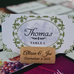 Customizable place cards with Allincork designs for weddings, for cork place card holders, a great gift for guests and wedding decoration