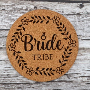 Personalized engraved cork coasters, used for bachelorette party and bridal shower. They are made of high quality natural cork. An excellent gift for guests and loved ones.