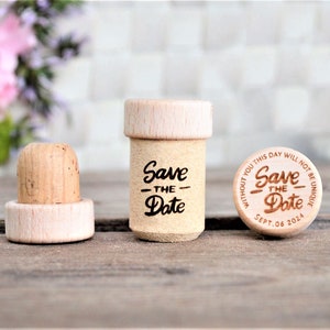 Bouchon à vin "Retenez cette date", bouchon de liège personnalisé, "Retenez cette date" pour mariage • AA075
