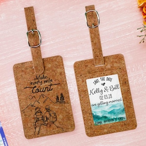 Etiquetas de bagagem personalizadas para salvar a data - Anúncios de casamento de viagem exclusivos, convites de destino personalizados, etiquetas de lembrança para convidados AA164