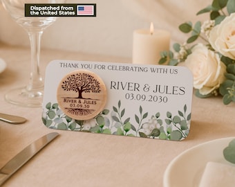 Personalized Wine Corks with Thank You Cards | Bulk Wedding Favors for Guests | Custom Wine Stoppers | Bridal Shower Gifts AA004 USA