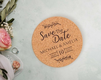 Save the Date Magnet, Wedding Cork Coasters, Rustic Custom Save the dates • AA072