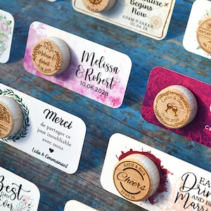 Wedding Favors with Thank You Card | Custom Wine Corks | Wine Stoppers | Bridal Shower Gift | Gift for Guests in Bulk with Thank you Tags