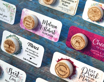 Wedding Favors with Thank You Card | Custom Wine Corks | Wine Stoppers | Bridal Shower Gift | Gift for Guests in Bulk with Thank you Tags