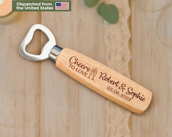 Custom Wooden Bottle Openers | Bulk Wedding Favors for Guests | Personalized Groomsmen Gifts | Party Favors | Business Promo Items AA192 USA