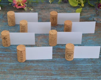Vertical Wine Cork Place Card Holders used for Weddings – Parties, and any event, all natural wedding décor • AA089