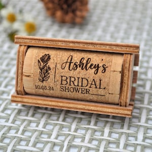 Bridal shower favors for guests, personalized wine cork with stand. Bachelorette party favors • AA025