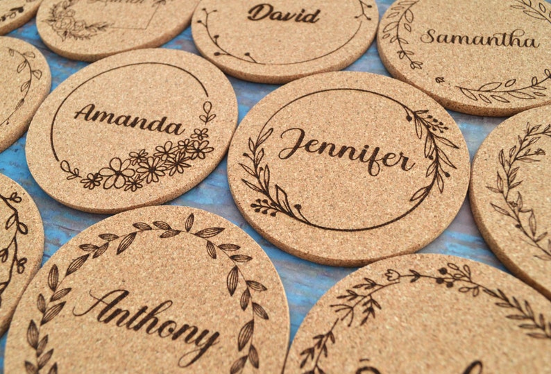Custom Place cards for Wedding, birthday, Bachelorette party, Events, Personalized Coasters, Name tags, Guest gift, Table decoration AA237 zdjęcie 10