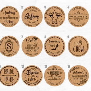 Allincork designs for cork coasters for bachelorette party and bridal shower. Designs from number 1 to number 15