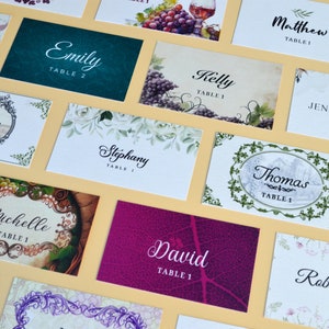 Marque-places de mariage personnalisés pour porte-places en liège, marque-places personnalisés, cartes pour dîner, marque-places de table, imprimés • AA001 FR