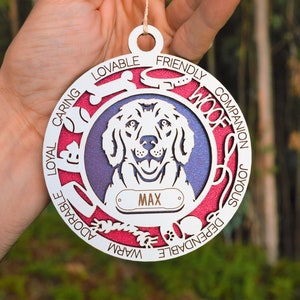 Dog Christmas Ornaments, Personalized Christmas Gifts, Christmas Decoration, Dog Christmas Gift, Pet Ornaments, Wood Ornament • AA040
