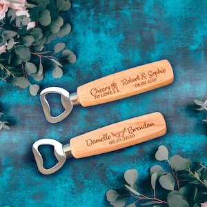 Custom Wooden Bottle Opener, Bulk Wedding Favor for Guests, Personalized Groomsmen Gift, Party Favors, Business Promotional Items.
