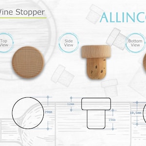 Technical sheet of the size of the wine stopper