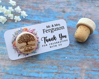 Set of 100 Custom Wine Corks | Wedding Favors with Thank You Card | Wine Stoppers | Bridal Shower Gift | Gift for Guests in Bulk with Tags