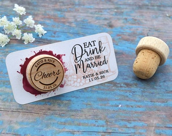 Wedding Favors for Guests in Bulk with Thank You Card | Custom Wine Corks | Wine Stoppers | Bridal Shower Gift | Thank you Tags