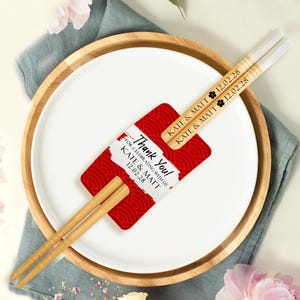 Personalized Engraved Chopsticks • Save the Date Wedding Favors • Unique Chopstick Gifts for Guests in Bulk • Custom Wedding Keepsakes