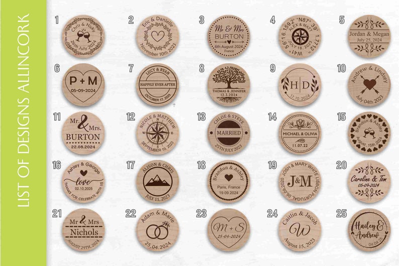 Set of 100 custom wine stoppers for rustic wedding favors and events image 2