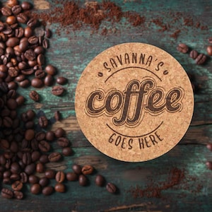 Personalized Coffee coasters | Coffee lovers gift | custom engraved | cork coasters custom | coasters set | Art coasters • AA060