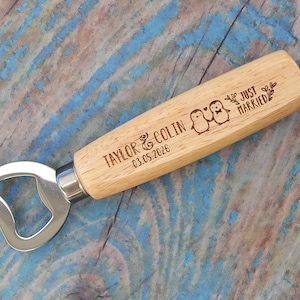 Set of 50 Custom Wooden Bottle Opener, Bulk Wedding Favor for Guests, Personalized Groomsmen Gift, Party Favors, Business Promotional Items