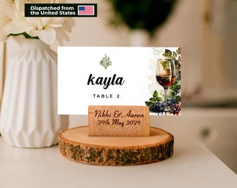 Wine Cork Place Card Holders | Rustic Wedding Card Holders | Custom Table Decorations | Unique Wedding Favors for Guests • AA038 USA