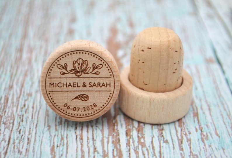 Set of 100 custom wine stoppers for rustic wedding favors and events image 6