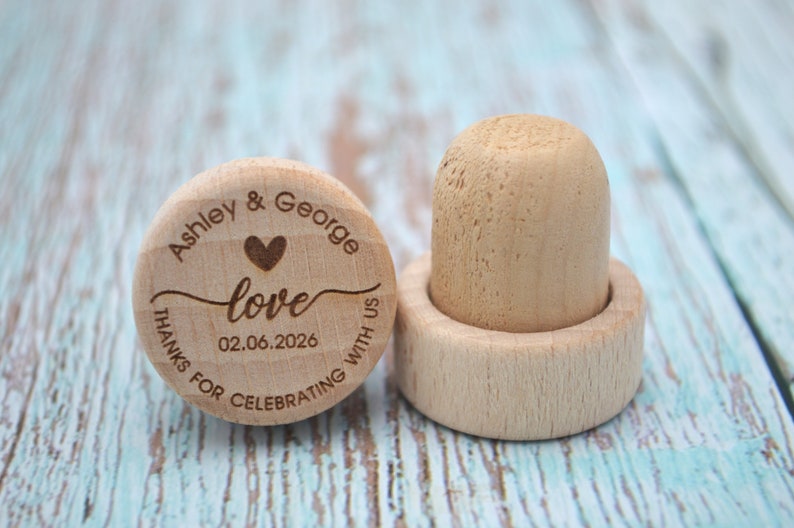 Bouchons de liège personnalisés Bouchon de liège en bois personnalisé Bouchons de liège Bouchons à vin Bouchon à vin personnalisé Cadeau nuptiale de douche Cadeaux de mariage Liège image 10