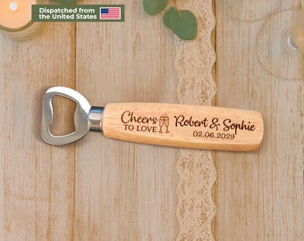 Custom Wooden Bottle Openers | Bulk Wedding Favors for Guests | Personalized Groomsmen Gifts | Party Favors | Business Promo Items AA192 USA