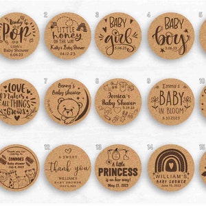 Allincork designs for cork coasters, baby shower and gender reveal. Designs from number 1 to number 15