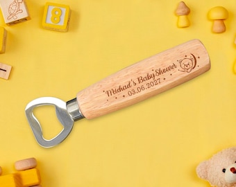 Baby Shower Favors for Guests in bulk, Personalized Engraved Rustic Baby Shower Wooden Bottle Opener, Souvenir, Gift • AA160