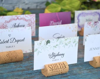 Wine Cork Place Card Holder in Bulk - Rustic Wedding Decorations, Party Table Accessories, Unique Eco-Friendly Name Card Holders • AA090