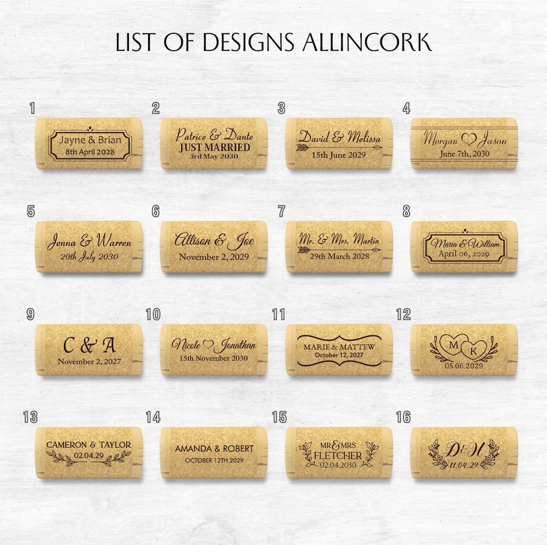 Allincork designs for place card holder, used for weddings, anniversaries and rustic style parties