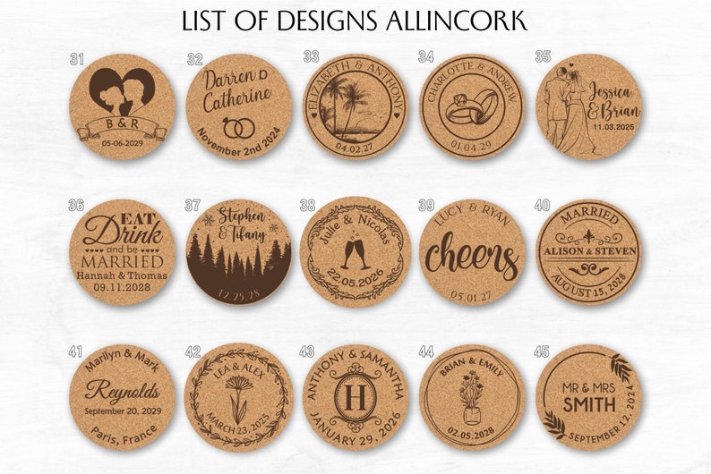 Personalized Cork Coaster Wedding Favors for Guests Wedding Coasters Engraved Rustic Coasters AA061 image 4