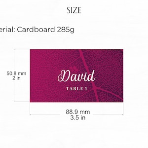 Allincork Place Card Size and Dimensions Data Sheet