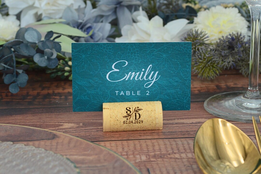 Personalised Cork Place Card Holders for Weddings, Rustic Wedding Decor ...