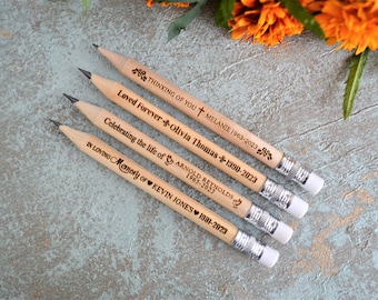 Pencil Funeral favors for guests, to Remember a loved one, Celebration of life favors, Personalized memorial gift • AA058