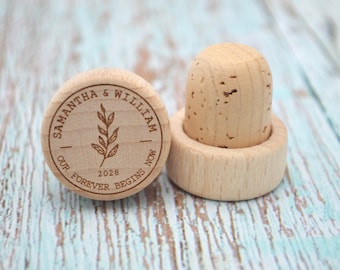 Personalised Wine Corks, Custom Wooden Wine Stoppers, Wine Corks & Stoppers, Bridal Shower Gifts, Rustic Wedding Favours, Eco-Friendly • UK