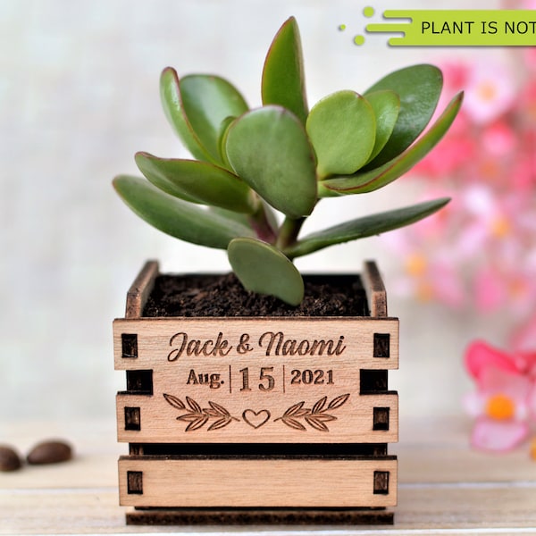 Personalized Mini pot for succulent wedding favors - rustic wedding favors • AA067